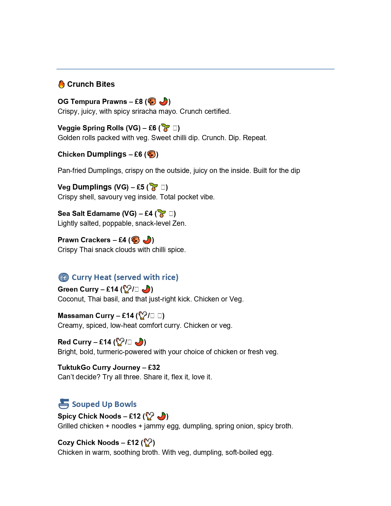 Tamarind Lounge thai menu 1